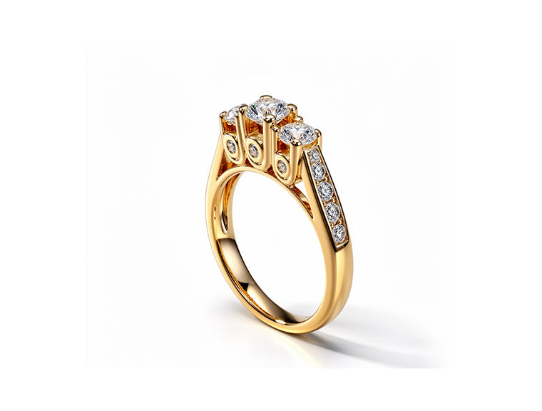 0.75ct Natural Diamond Trilogy Ring - 18ct Yellow  Gold