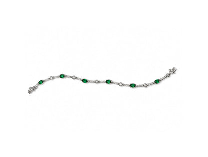 Natural Diamond and Emerald Bracelet (18ct White Gold)