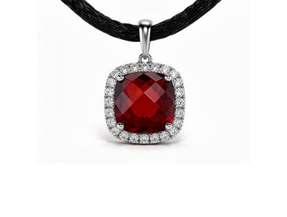 0.48ct Diamond and Garnet Pendant in 18ct White Gold