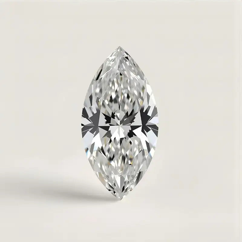 Marquise-cut diamond on a light grey background