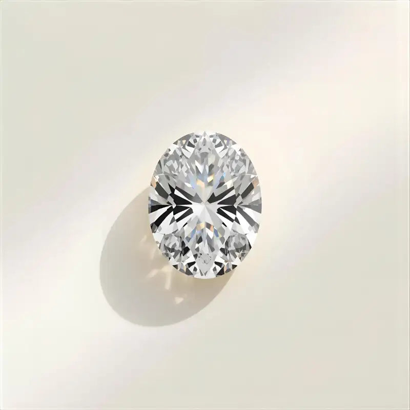 Oval Cut diamond on a light cream background