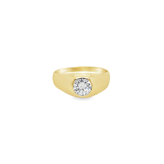 (1935) 1.07ct Diamond Signet Ring (18ct Yellow Gold)