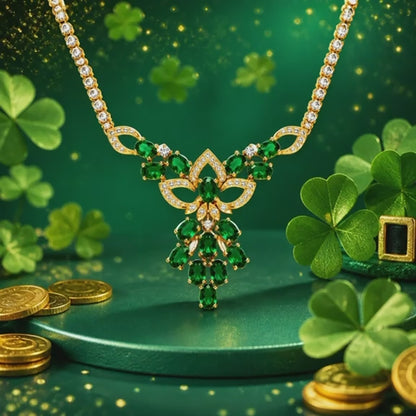 Emerald and Diamond Necklace - 18ct Yellow Gold