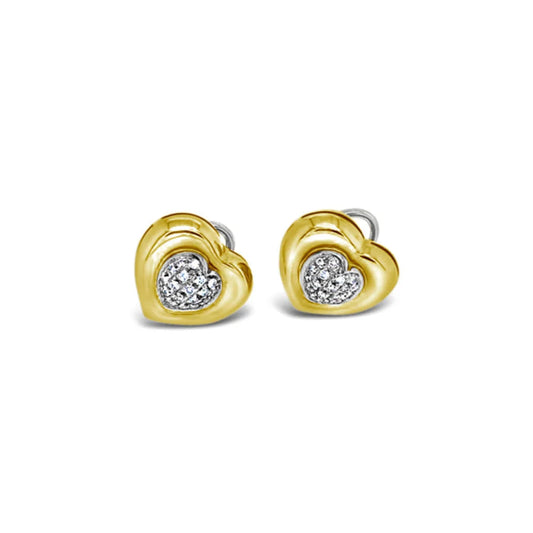 (REF 1140) 0.50ct DIAMOND HEART EARRINGS (18CT YELLOW GOLD)