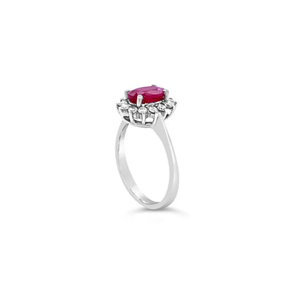 (REF 1187)1.00ct DIAMOND RUBY CLUSTER RING (18CT WHITE GOLD)
