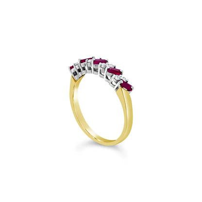 (REF 1194) Ruby and Diamond Ring (18CT YELLOW GOLD)