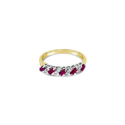 (REF 1194) Ruby and Diamond Ring (18CT YELLOW GOLD)