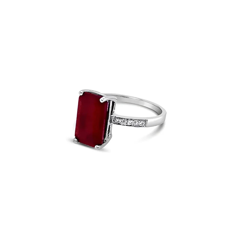 (REF 1254) 6.0ct Ruby and 0.4 ct Diamond Ring (18CT WHITE GOLD)