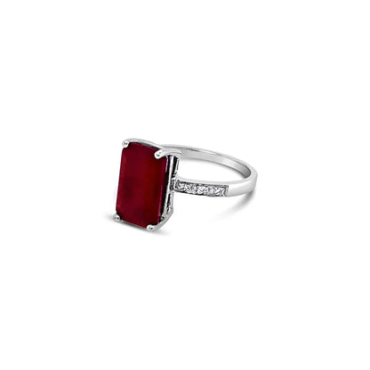 (REF 1254) 6.0ct Ruby and 0.4 ct Diamond Ring (18CT WHITE GOLD)