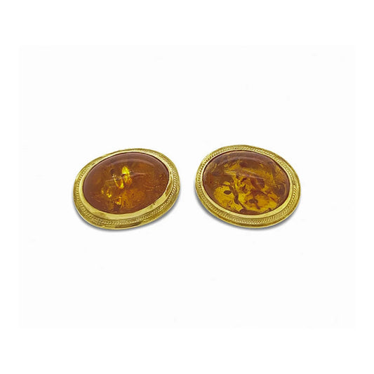 (REF 1300) Amber Earrings (18ct Yellow gold)