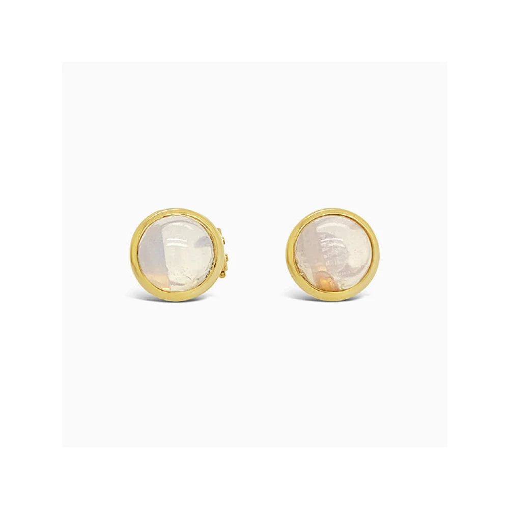 (REF 1400) 1.63ct DIAMOND EARRINGS MOON STONE (18CT YELLOW GOLD)