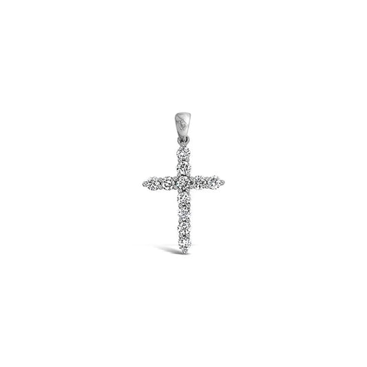 (REF 1408) 0.75ct Diamond Cross Pendant (18ct White Gold)
