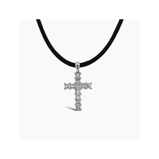 (REF 1411) 0.95ct Diamond Cross Pendant (18ct White Gold)