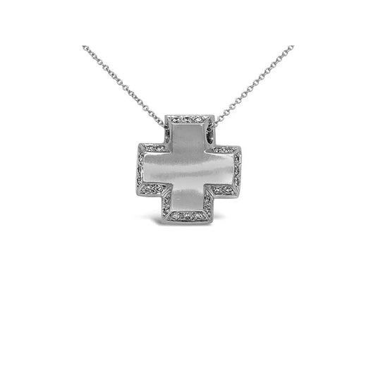 (REF 1413) 0.45ct Diamond Cross Pendant (18ct White Gold)