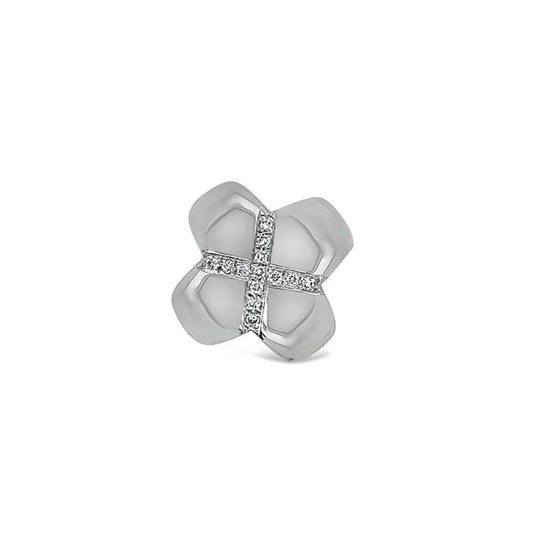 (REF 1414) 0.26ct Diamond Cross Pendant (18ct White Gold)
