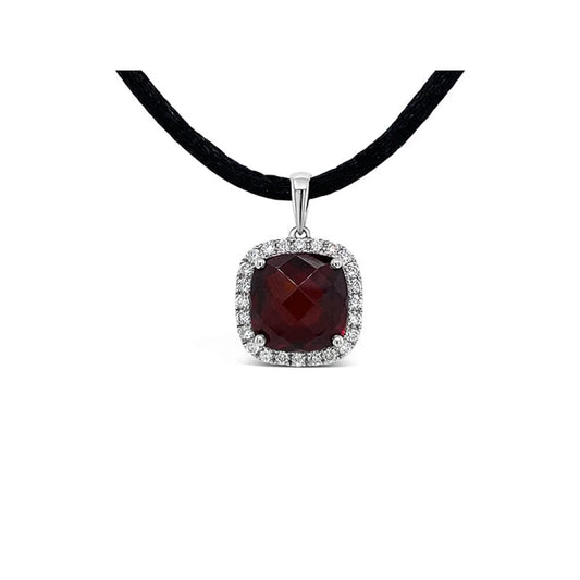 (REF 1419) 0.48ct Diamond Classic Garnet Pendant (18ct White Gold)