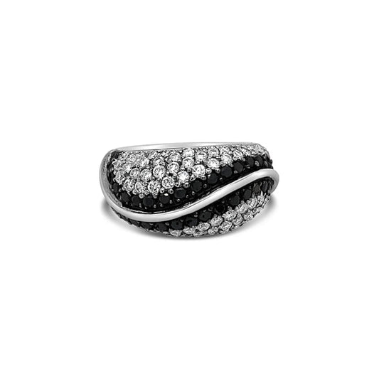(REF 1435) 1.17ct White 0.80ct Black Diamond Pave Ring (18ct White Gold)