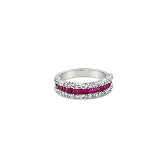 (REF 1446) 0.73ct Ruby 0.42ct Diamond Ruby Ring (18ct White Gold)