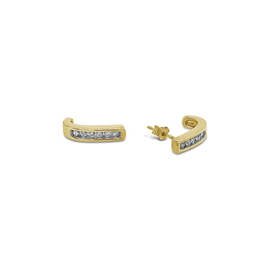 (REF 1474) 0.04ct Diamond Half Moon Earrings (9ct Yellow Gold)
