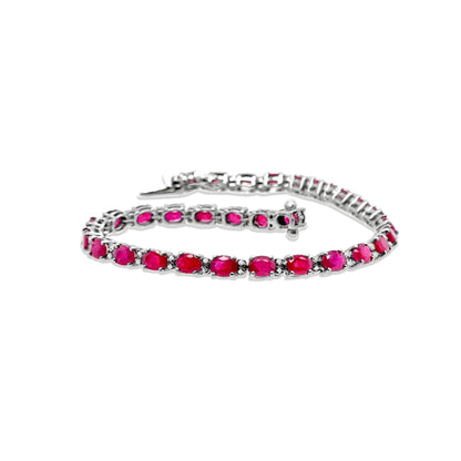 (REF 1514) 0.36ct Diamond 11ct Ruby Tennis Bracelet (18ct White gold)
