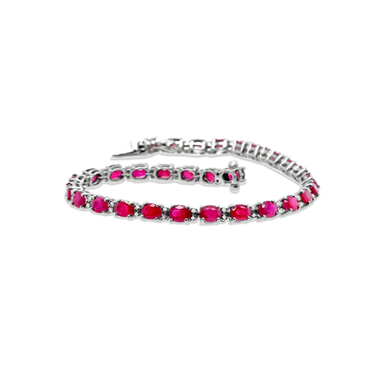 (REF 1514) 0.36ct Diamond 11ct Ruby Tennis Bracelet (18ct White gold)