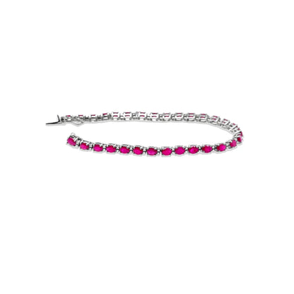 (REF 1514) 0.36ct Diamond 11ct Ruby Tennis Bracelet (18ct White gold)