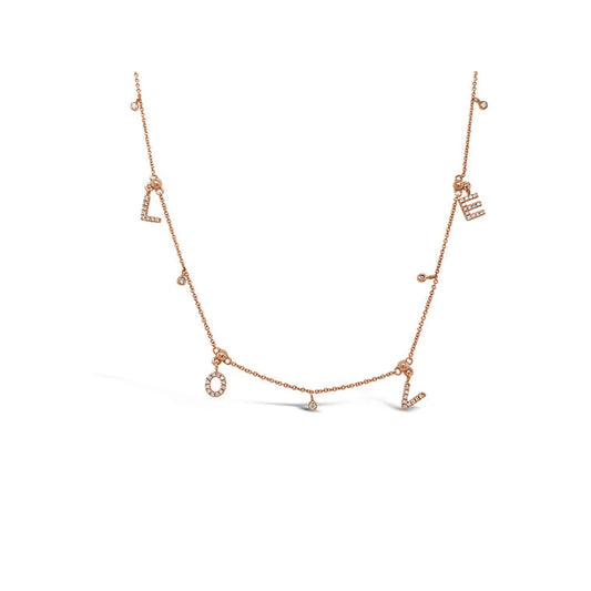 (REF 1585) 0.21ct Diamond Necklace Love (18ct Rose gold)