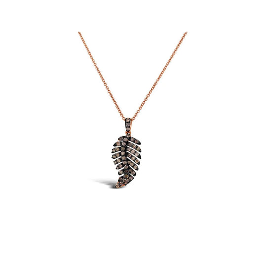 (REF 1590) 0.68ct Diamond Feather Necklace (18ct Rose gold)