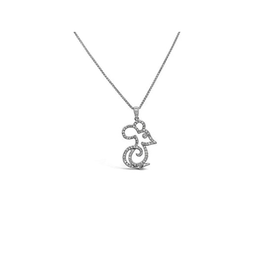 (REF 1594) 0.28ct Diamond Mouse Pendant (18ct White gold)
