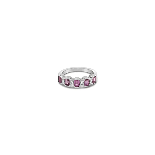 (REF 1611) 1.35ct Pink Sapphire 0.29ct Diamond Ring (18ct White gold)