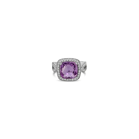(REF 1613) 0.55ct Diamond Amethyst 4.19ct Ring (18ct White gold)