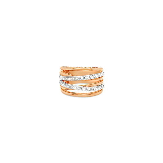 (REF 1617) 0.82ct Diamond Dress Crossover Ring (18ct White/Rose gold)