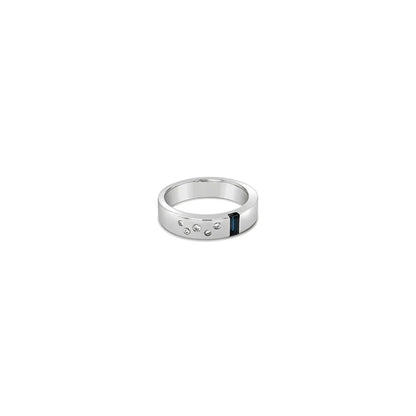 (REF 1622) 0.10ct Diamond Sapphire Baguette Ring (14ct White Gold)