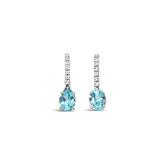 (REF 1719) Diamond and Aquamarine Earrings (18ct White Gold)