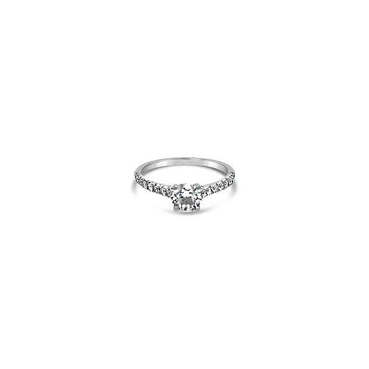 (REF 1745) 0.80ct Ring Solitaire and Diamond Shoulders (14ct White Gold) GIA Certificated