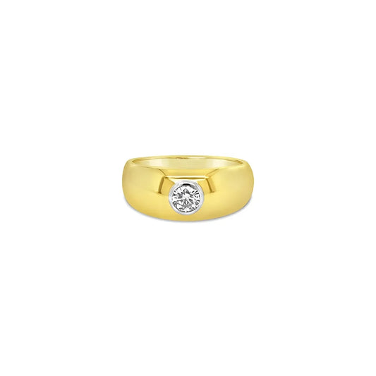 (Ref 1768) 0.75ct Yellow Gold Band and Diamond Ring (18ct Yellow Gold)