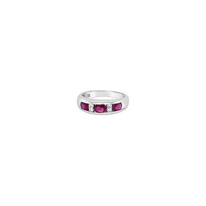 (Ref 1772) 0.75ct Ruby and 0.10ct Diamond Ring (18ct White Gold)