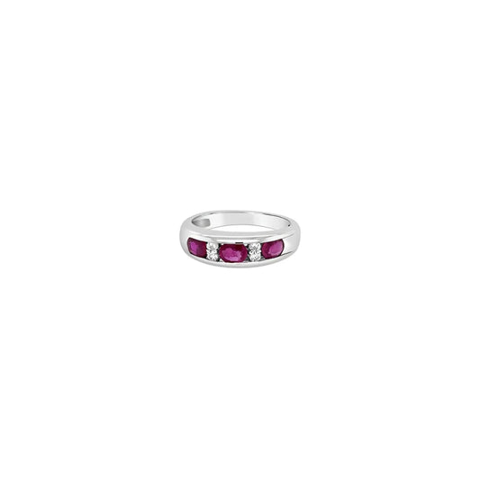 (Ref 1772) 0.75ct Ruby and 0.10ct Diamond Ring (18ct White Gold)
