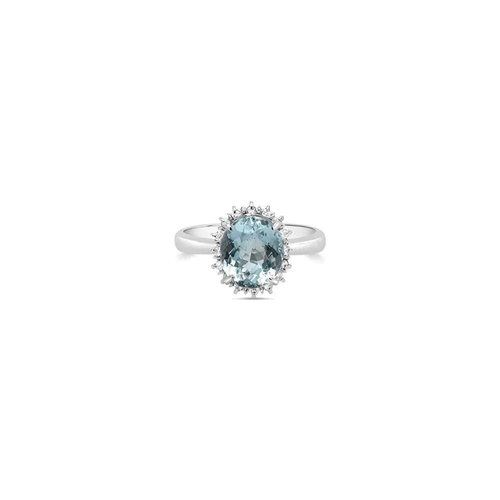 (Ref 1774) 2.34ct Aquamarine and 0.12ct Diamond Ring (Platinum)