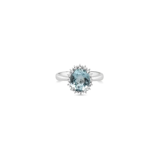 (Ref 1774) 2.34ct Aquamarine and 0.12ct Diamond Ring (Platinum)