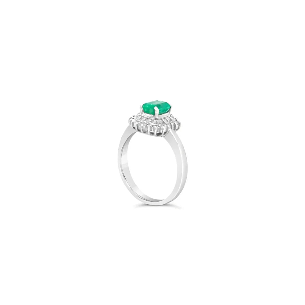(Ref 1775) 0.68ct Emerald 0.22ct Diamond Ring (Platinum)