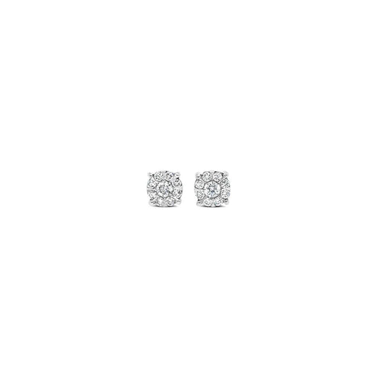(Ref 1779) 1ct Diamond Cluster Earring (9ct White Gold)