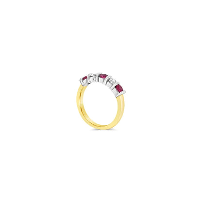 (Ref 1797) 0.25ct Diamond 0.30 Ruby Ring (18ct Yellow Gold)
