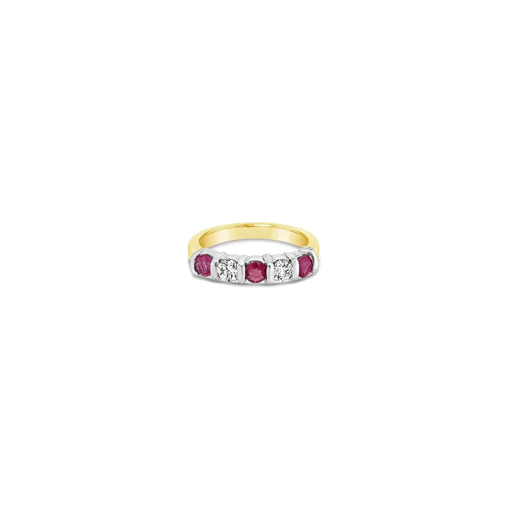 (Ref 1797) 0.25ct Diamond 0.30 Ruby Ring (18ct Yellow Gold)