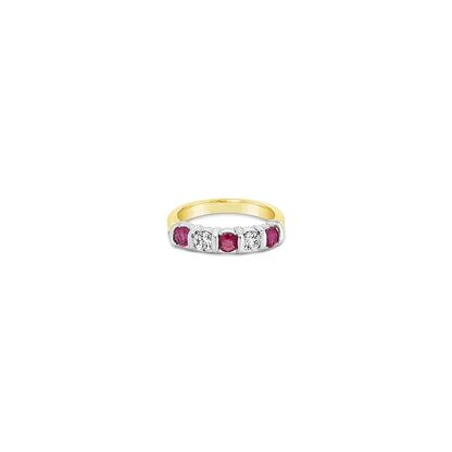 (Ref 1797) 0.25ct Diamond 0.30 Ruby Ring (18ct Yellow Gold)