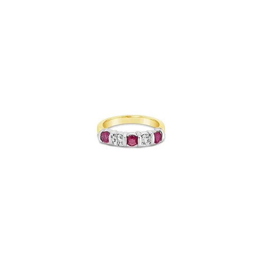 (Ref 1797) 0.25ct Diamond 0.30 Ruby Ring (18ct Yellow Gold)