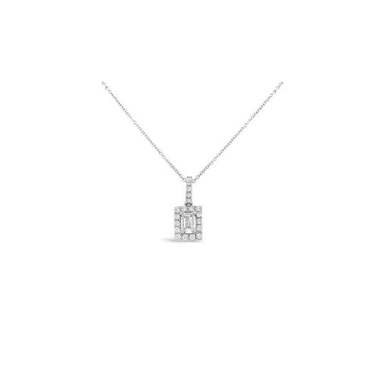 (Ref 1845) 0.48ct Pendant Square Emerald Cut Diamond (18ct White Gold)