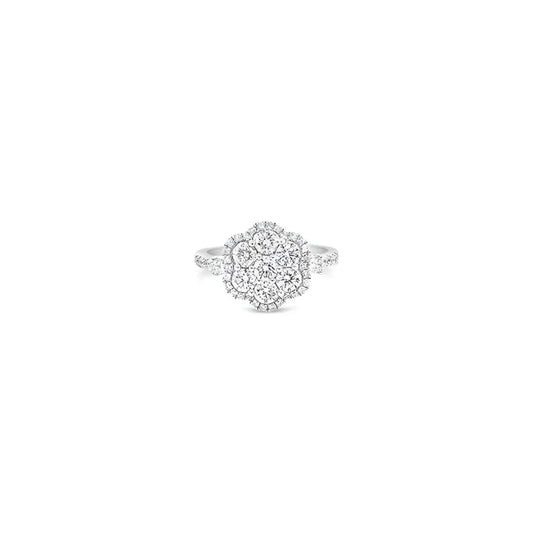 (Ref 1859) 1.37ct Cluster Diamond Ring (18ct White Gold)