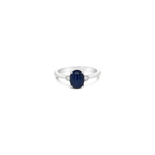 (Ref 1866) 0.10ct Solitaire Star Sapphire Cabuchon Ring (18ct White Gold)