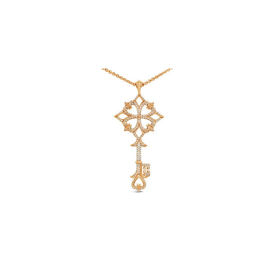 (Ref 1892) Diamond Pendant Key and 22″ Chain (18ct Rose Gold)